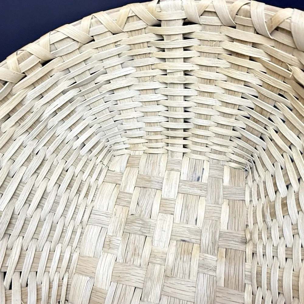 Vintage 04 Richard Carr Signed White Oak Gathering Basket Colonial Williamsburg